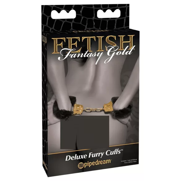 Pipedream Fetish Fantasy Gold - plysj håndjern (svart)