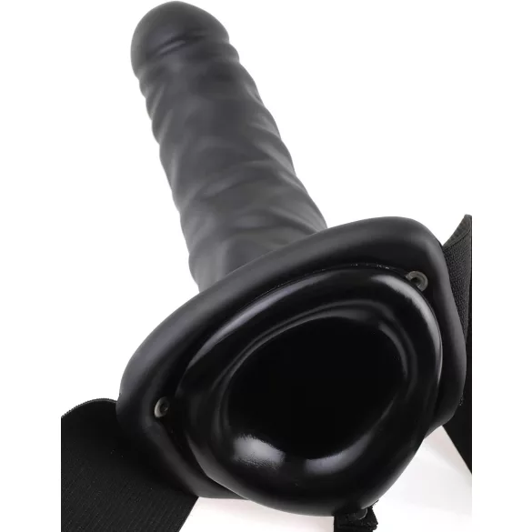 Pipedream Fetish Strap-On 8 - påsettbar, hul vibrator (svart)