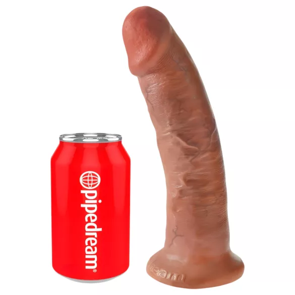 King Cock 9 - realistisk dildo med sugekopp (23 cm) - mørk hudtone