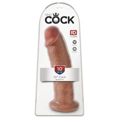  King Cock 10 - Stor dildo med sugekopp (25 cm) - mørk naturfarge