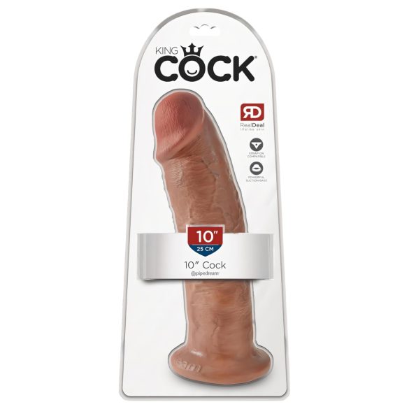 King Cock 10 - Stor dildo med sugekopp (25 cm) - mørk naturfarge