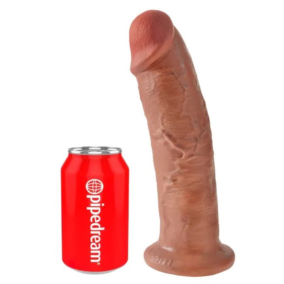 King Cock 10 - stor dildo med sugekopp (25 cm) - mørk naturfarge