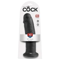 King Cock 10 - sugekoppdildo (25 cm) - svart