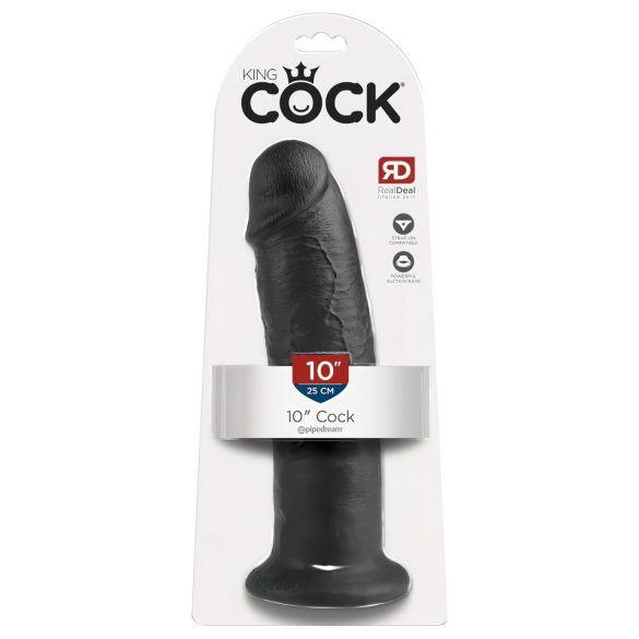 King Cock 10 - sugekoppdildo (25 cm) - svart