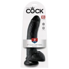   King Cock 9 - stor sugekopp dildo med testikler (23cm) - svart