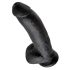 King Cock 9 - stor sugekopp dildo med testikler (23cm) - svart