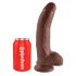 King Cock 9 - stor sugekopp-dildo med testikler (23 cm) - brun