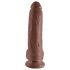 King Cock 9 - stor sugekopp-dildo med testikler (23 cm) - brun