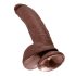 King Cock 9 - stor sugekopp-dildo med testikler (23 cm) - brun