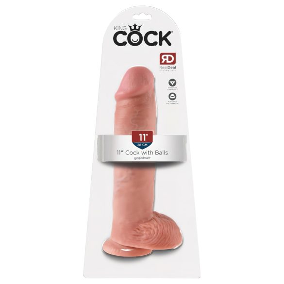 King Cock 11 - sugekoppdildo med testikler (28 cm) - naturtro