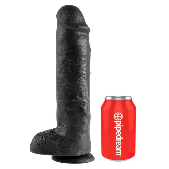 King Cock 11 - stor sugekoppdildo med testikler (28cm) - svart