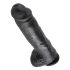 King Cock 11 - stor sugekoppdildo med testikler (28cm) - svart