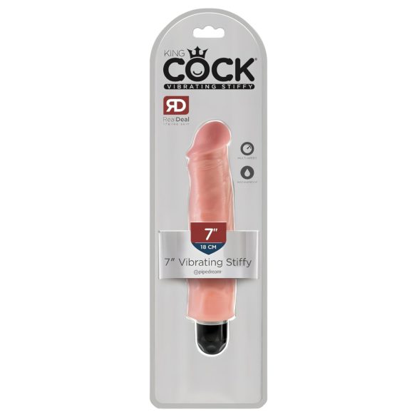 King Cock 7 Stiffy - vanntett, naturtro vibrator (18 cm) - naturlig