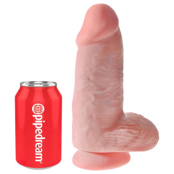 King Cock 9 Chubby – sugekoppdildo med testikler (23 cm) – naturfarge