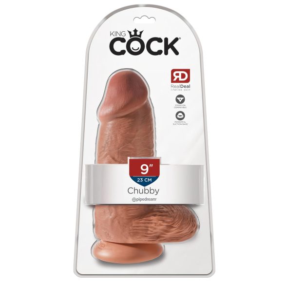 King Cock 9 Chubby - sugekoppdildo (23cm) - mørk naturtone