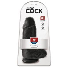   King Cock 9 Chubby - sugekopp dildo med baller (23cm) - svart