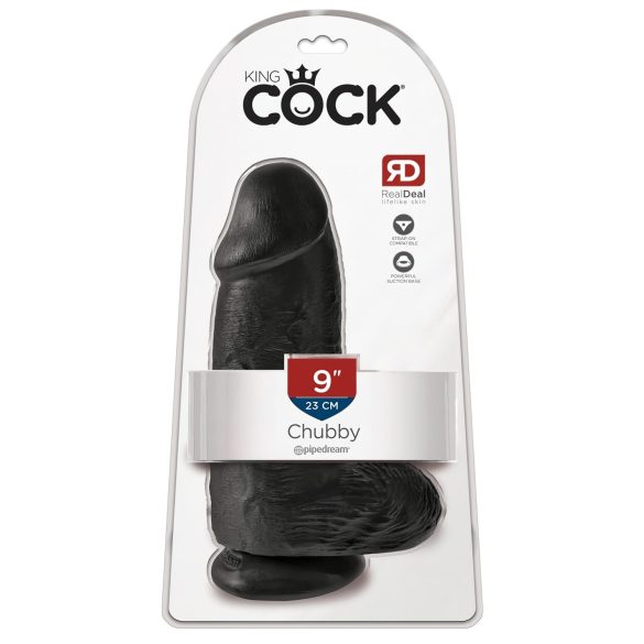 King Cock 9 Chubby - sugekopp dildo med baller (23cm) - svart