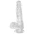 King Cock Clear 6 - sugekopp, liten dildo med pung (15 cm)