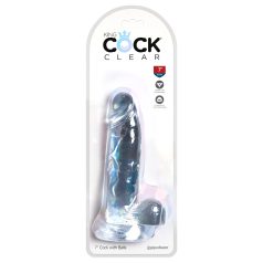   King Cock Clear 7 - med sugekopp, realistisk dildo med testikler (18 cm)