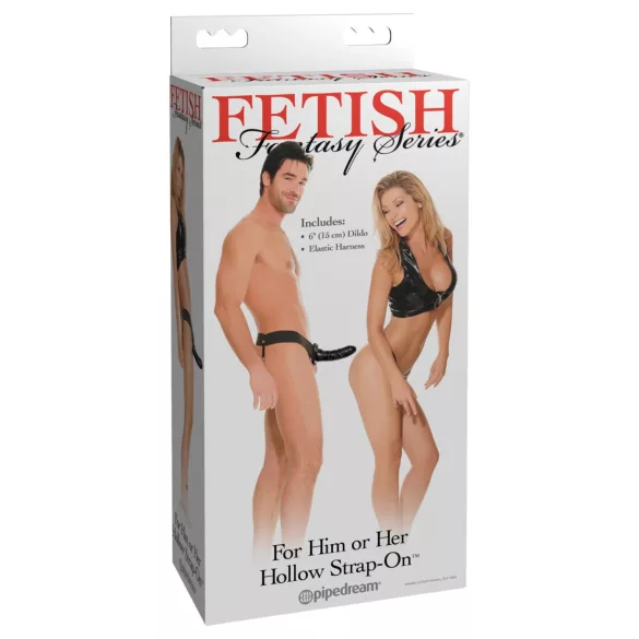 Fetish Fantasy - påsettbar hul dildo (svart)