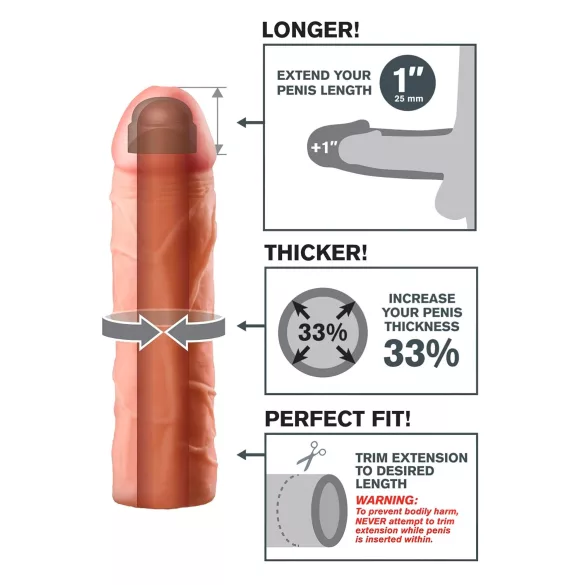 Pipedream - X-TENSION Perfect 1 - realistisk penishylse (17,7 cm, natur)