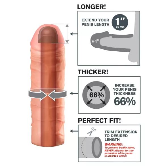 Pipedream - X-TENSION Mega 1 - realistisk penismansjett (17,7 cm, hudfarget)