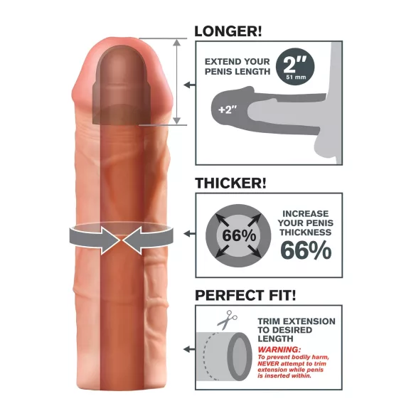 Pipedream - X-TENSION Mega 2 - realistisk penishylster (20,3 cm, natur)
