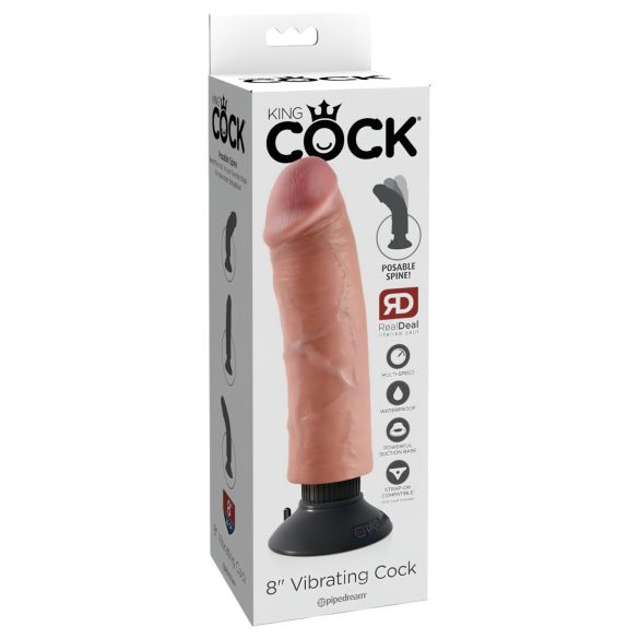 King Cock 8 - fleksibel, realistisk vibrator (25 cm)