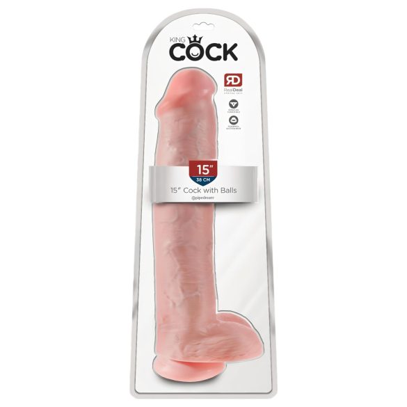 King Cock 15 - sugekopp-dildo med testikler (38cm) - hudfarget