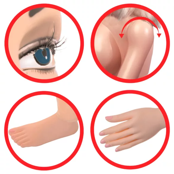 Pipedream Hannah Harper - livsstørrelse oppblåsbar dukke med 3D-ansikt