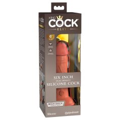 King Cock Elite 6 - sugekopp, naturtro dildo (15cm) - mørk