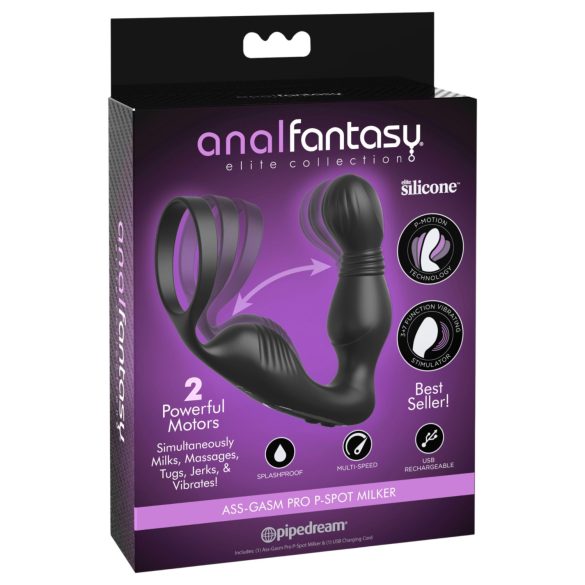 Anal Fantasy Elite - prostata vibrator med penisring (svart)