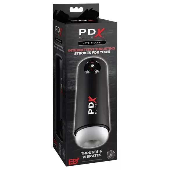 PDX Elite Moto Milker - støtende-vibrerende masturbator (svart)