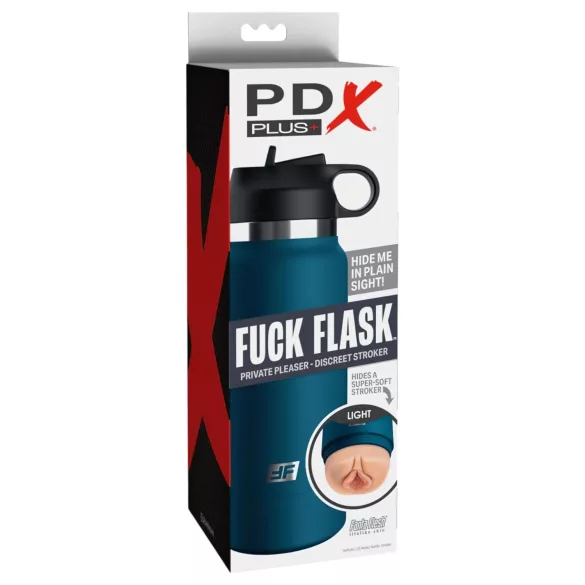 PDX - Fuck Flask Private Pleaser - kunstig vagina i flaskekopp (blå-natur)