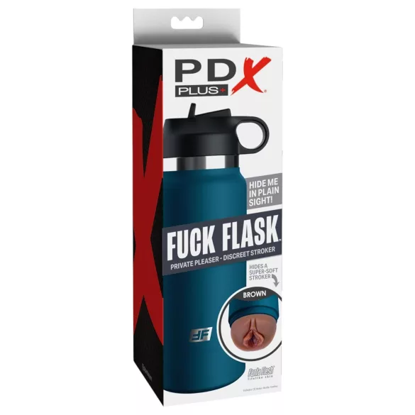 PDX - Fuck Flask Private Pleaser - kunstig vagina i drikkeflaske (blå-brun)