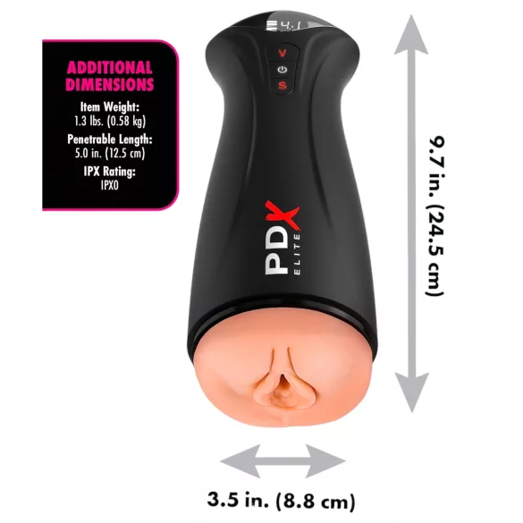 PDX Elite - sugende, vibrerende masturbator (svart)