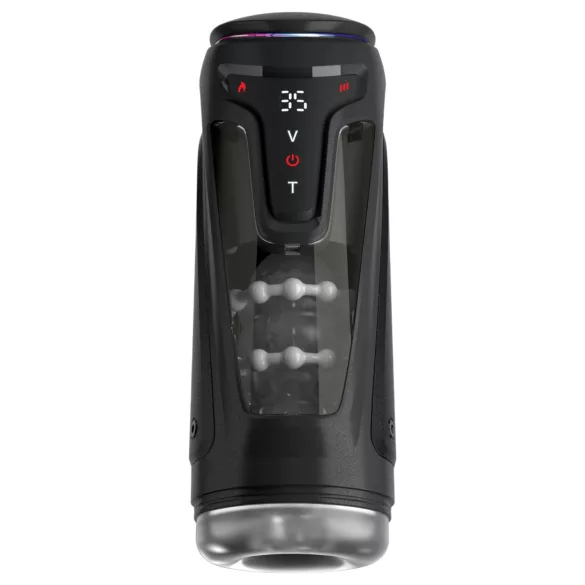 PDX Elite Moto-Bator Pro - perlet, oppvarmet støt-masturbator (svart)