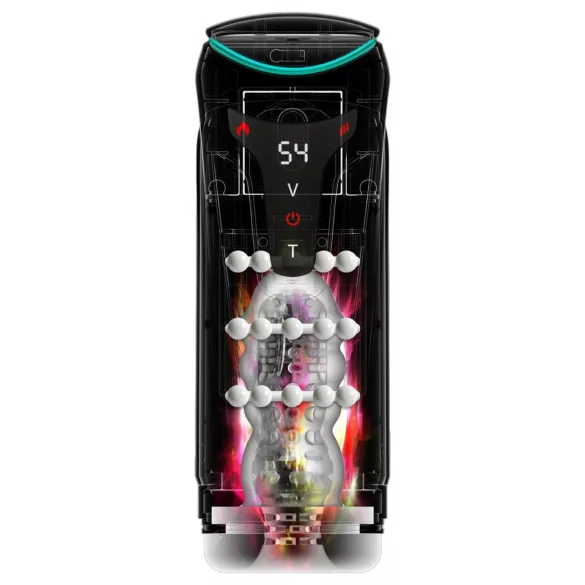 PDX Elite Moto-Bator Pro - perlet, oppvarmet støt-masturbator (svart)