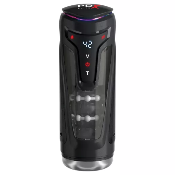 PDX Elite Moto-Bator Pro - perlet, oppvarmet støt-masturbator (svart)