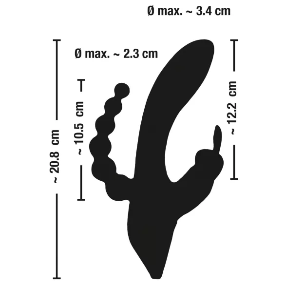 SMILE Triple - oppladbar, vanntett 3-grenet vibrator (svart)