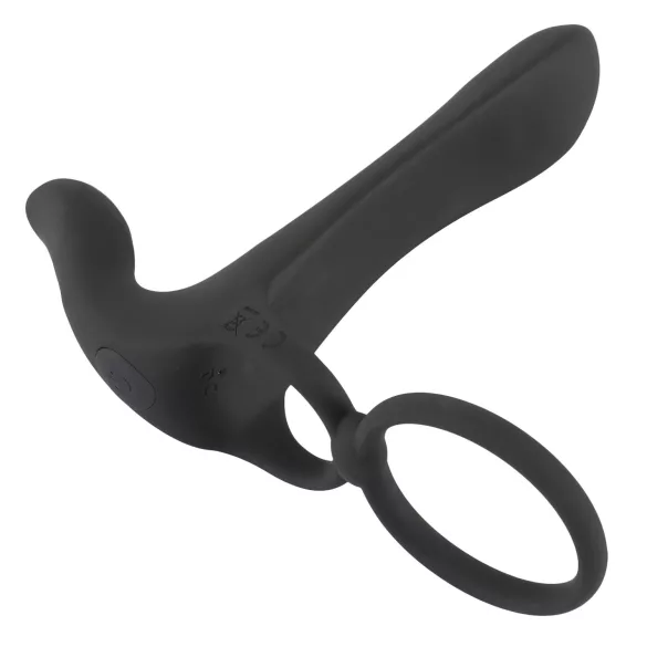 Black Velvets - oppladbar 2-i-1 vibrator og penisering (svart)