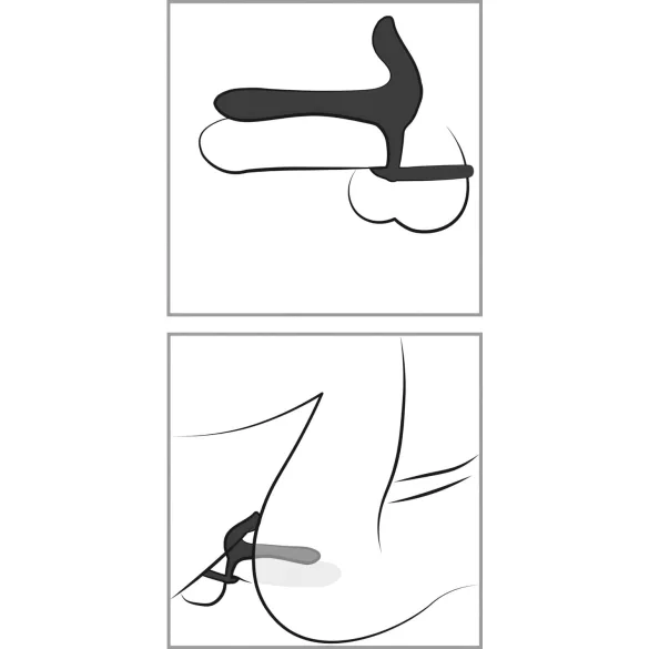 Black Velvets - oppladbar 2-i-1 vibrator og penisering (svart)