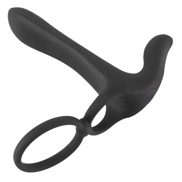 Black Velvets - oppladbar 2-i-1 vibrator og penisering (svart)