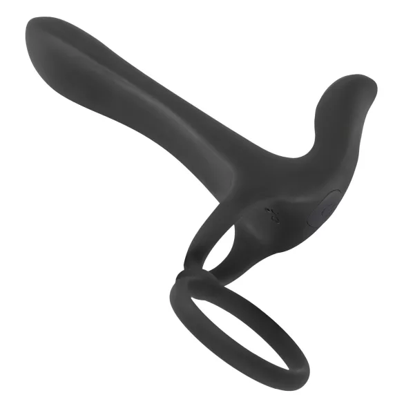 Black Velvets - oppladbar 2-i-1 vibrator og penisering (svart)