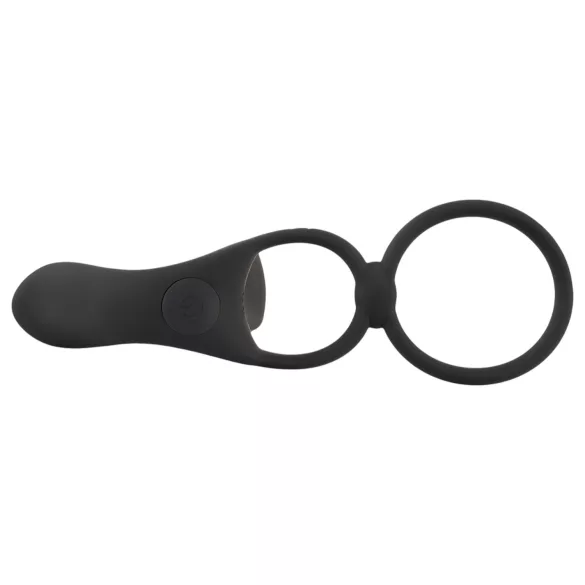 Black Velvets - oppladbar 2-i-1 vibrator og penisering (svart)