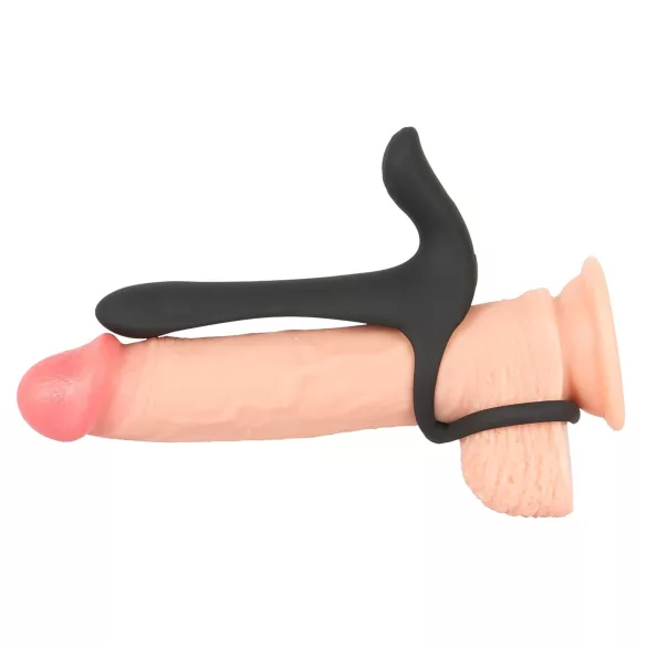 Black Velvets - oppladbar 2-i-1 vibrator og penisering (svart)