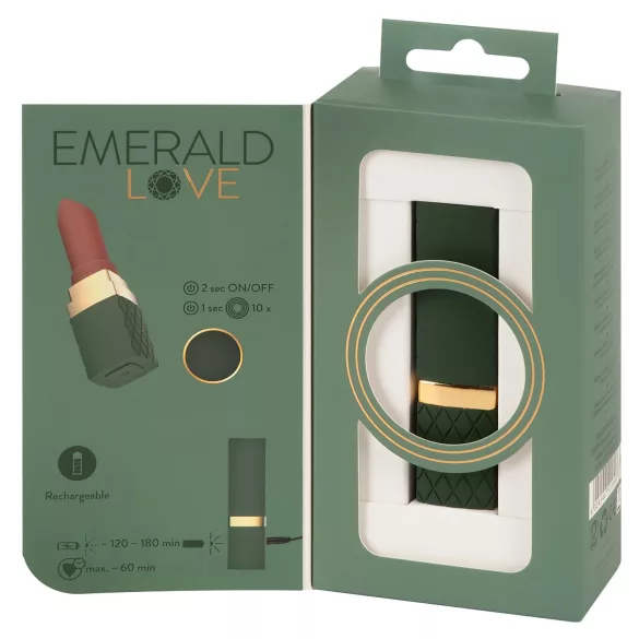 Emerald Love - oppladbar, vanntett leppestiftvibrator (rød)