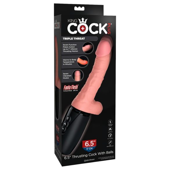 King Cock Plus 6,5 - vibrerende dildo med baller - naturtro