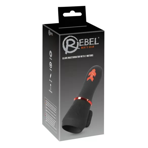 Rebel - oppladbar, dobbeltmotorisk penishodestimulator (svart)