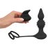 Rebel 2-i-1 - oppladbar, trådløs analvibrator med penisring (svart)